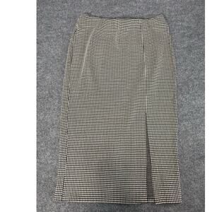 Lane Bryant Black and White Ponte Front Slit Houndstooth Midi Pencil Skirt